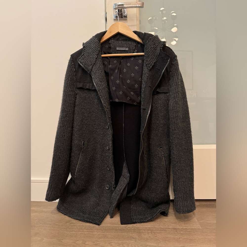 John Varvatos - Grey Hooded Peacoat - Size Medium - 48